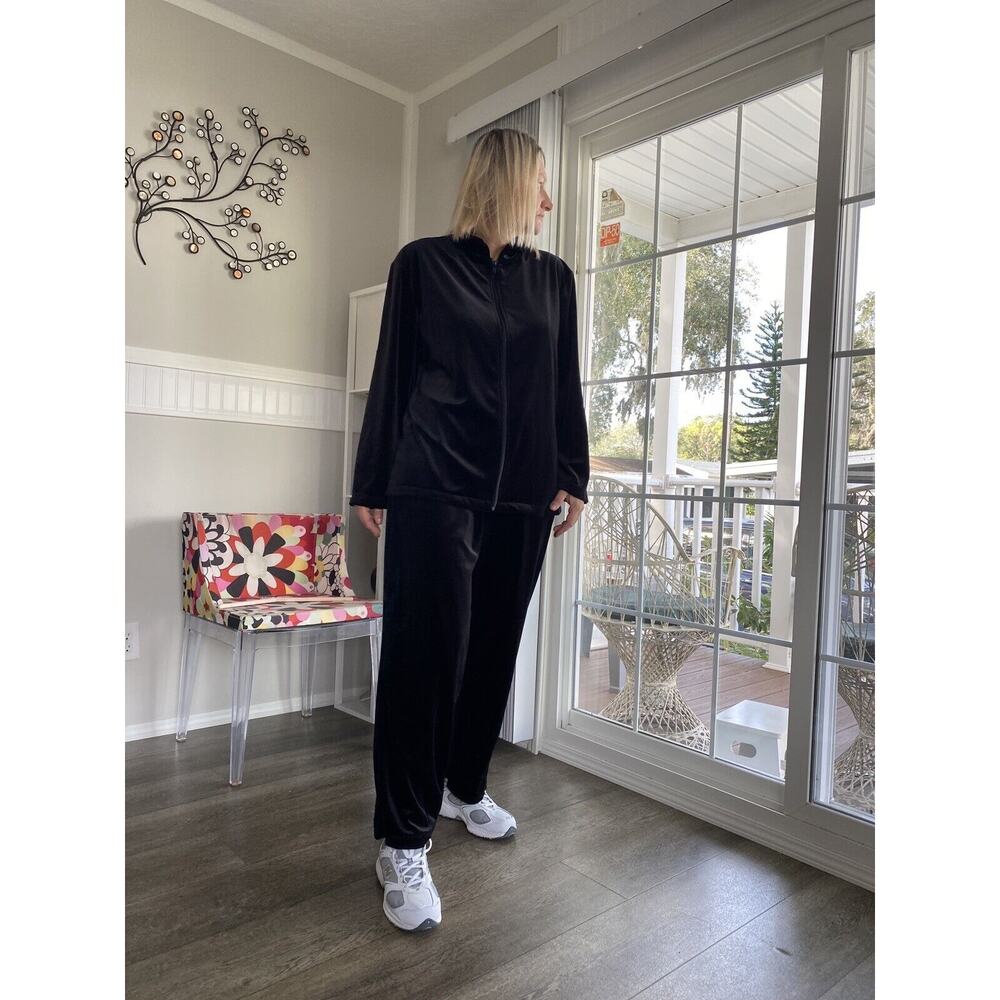 PEZZI Women Velour Sportswear Casual Suit 2 Piece Tracksuit Outfits L